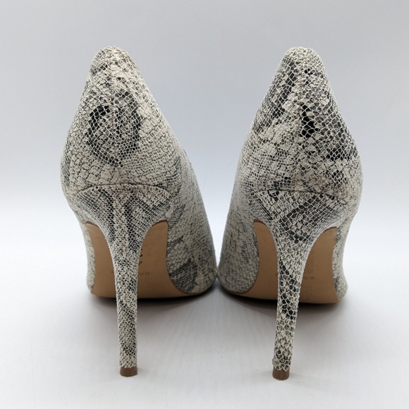 Express black & off white snake print open side stiletto heel 10 - Picture 3 of 10
